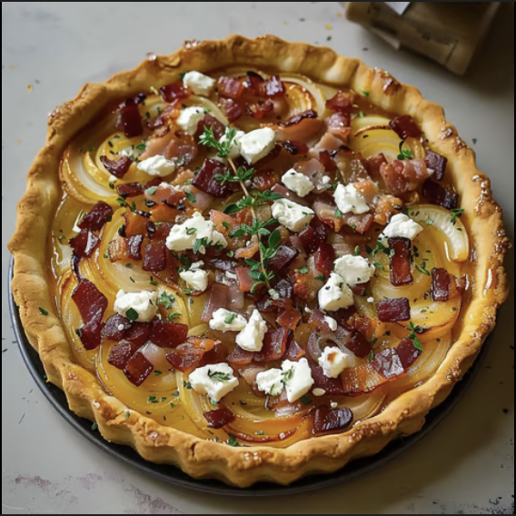 Tourte Chèvre Miel Lardons